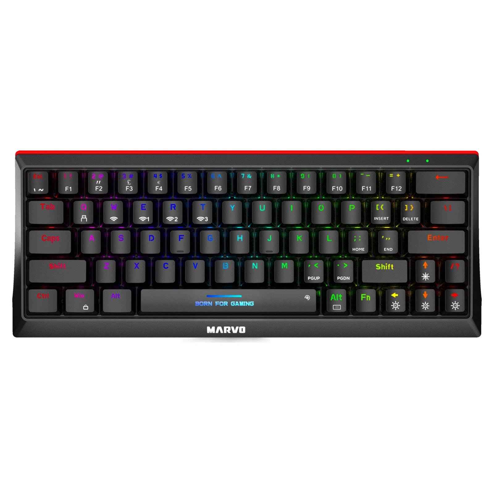 Marvo Scorpion KG962W-UK Wireless Mechanical Gaming Keyboard with Red Switches | 60% Compact Design | Tri-Mode Connection (Wireless, Bluetooth or Wired) | Rainbow Backlight, Anti-ghosting N-Key Rollover