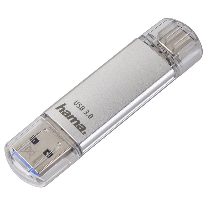 Hama C-Laeta USB Flash Drive, Type-C, USB 3.1/USB 3.0, 32GB, 40 MB/S, Silver