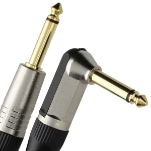 GOLD Right Angle MONO Jack 6.35mm Guitar/Amp LOW NOISE Cable Lead 5m