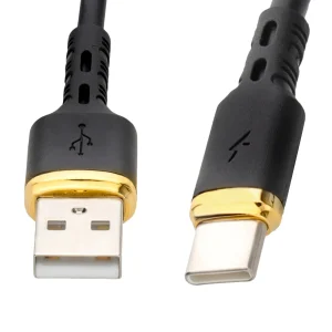 2 Metre Long Metal Ended TPE USB-C to USB-C Mobile Phone Charging Data Cable 65W Black