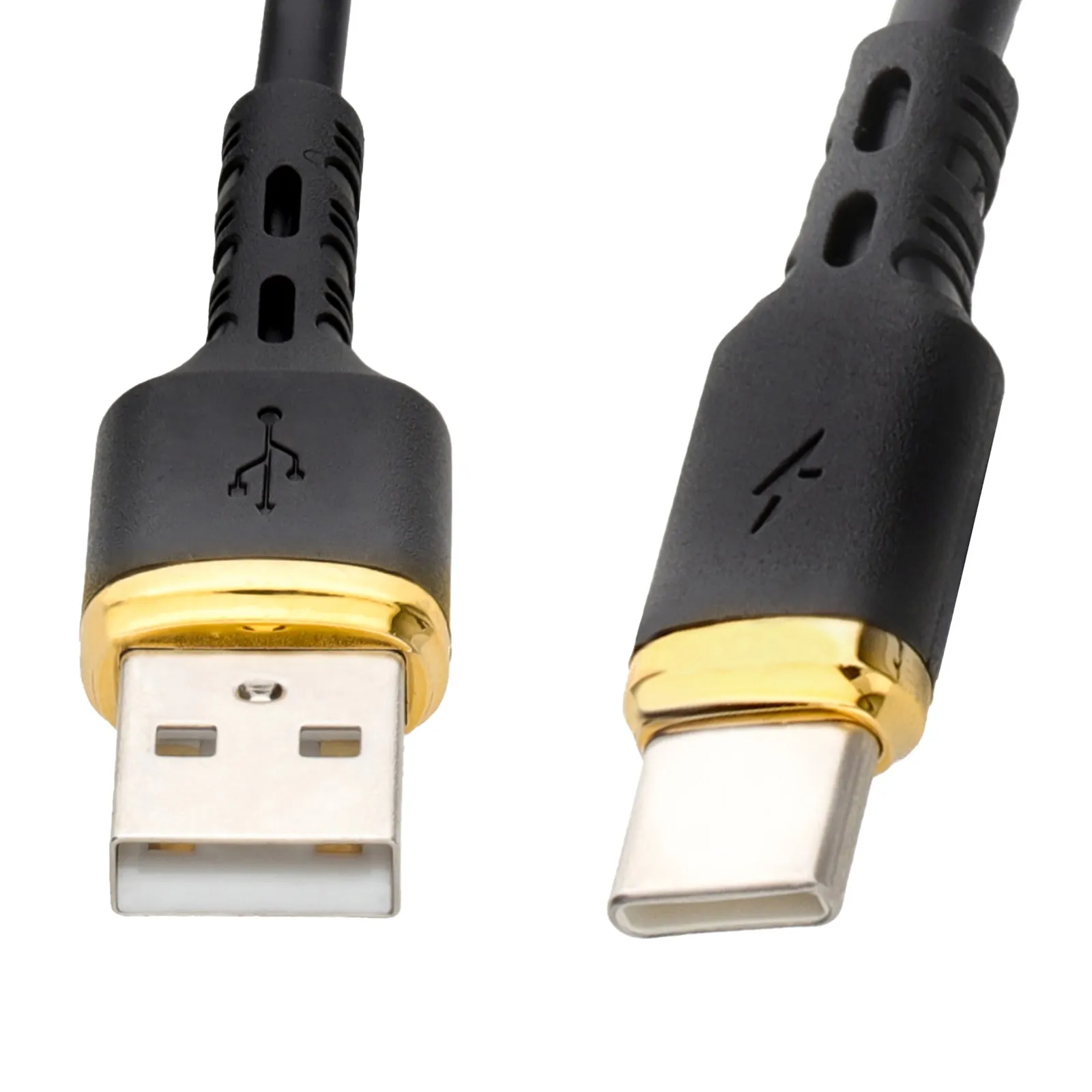 2 Metre Long Metal Ended TPE USB-C to USB-C Mobile Phone Charging Data Cable 65W Black