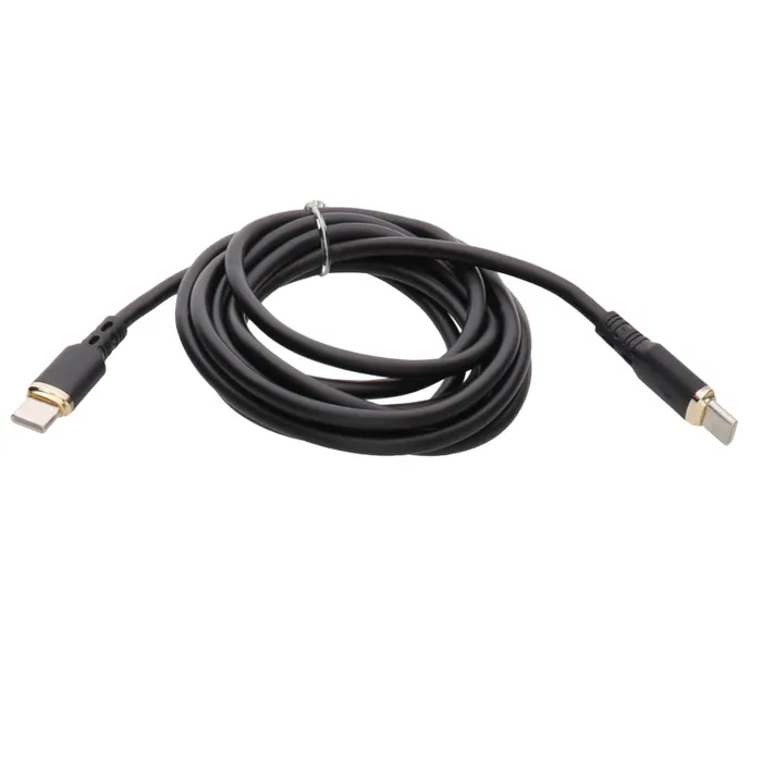 2 Metre Long Metal Ended TPE USB-C to USB-C Mobile Phone Charging Data Cable 65W Black - Image 4